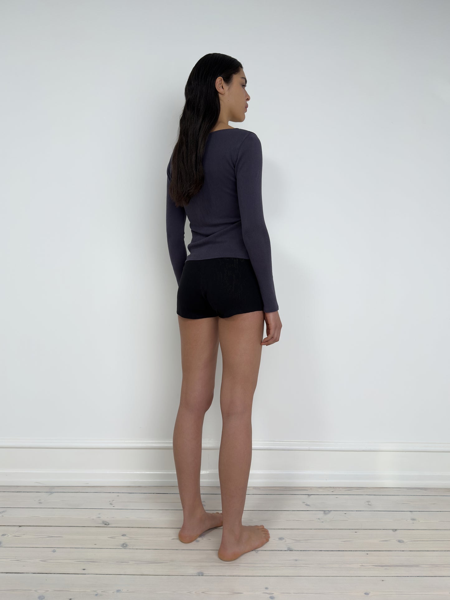 Long Sleeved T-Shirt With Deep Neckline, Flint