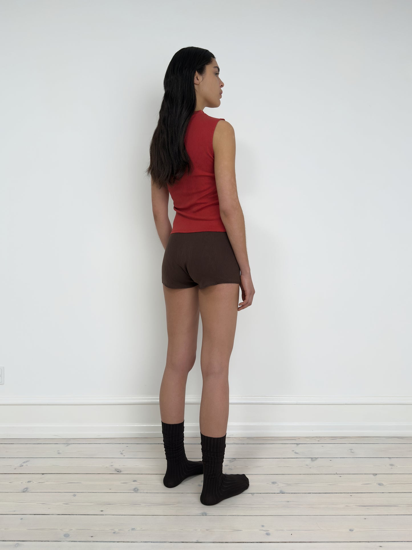 Sleeveless Mock Neck Top, Poppy