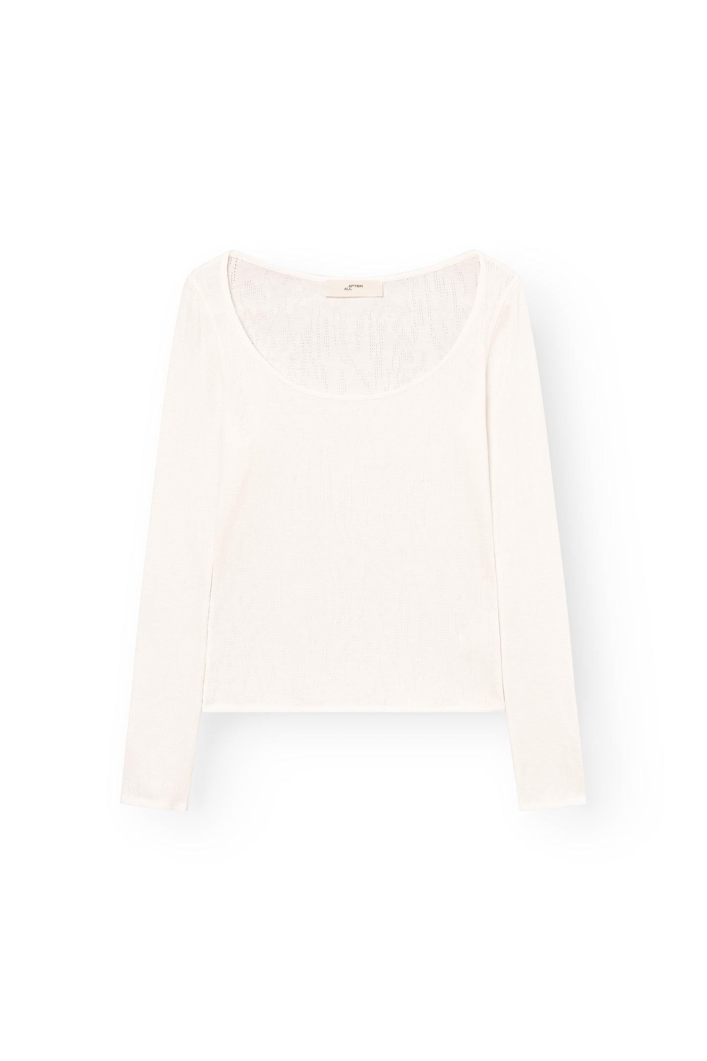 Long Sleeved T-Shirt With Deep Neckline, Ivory