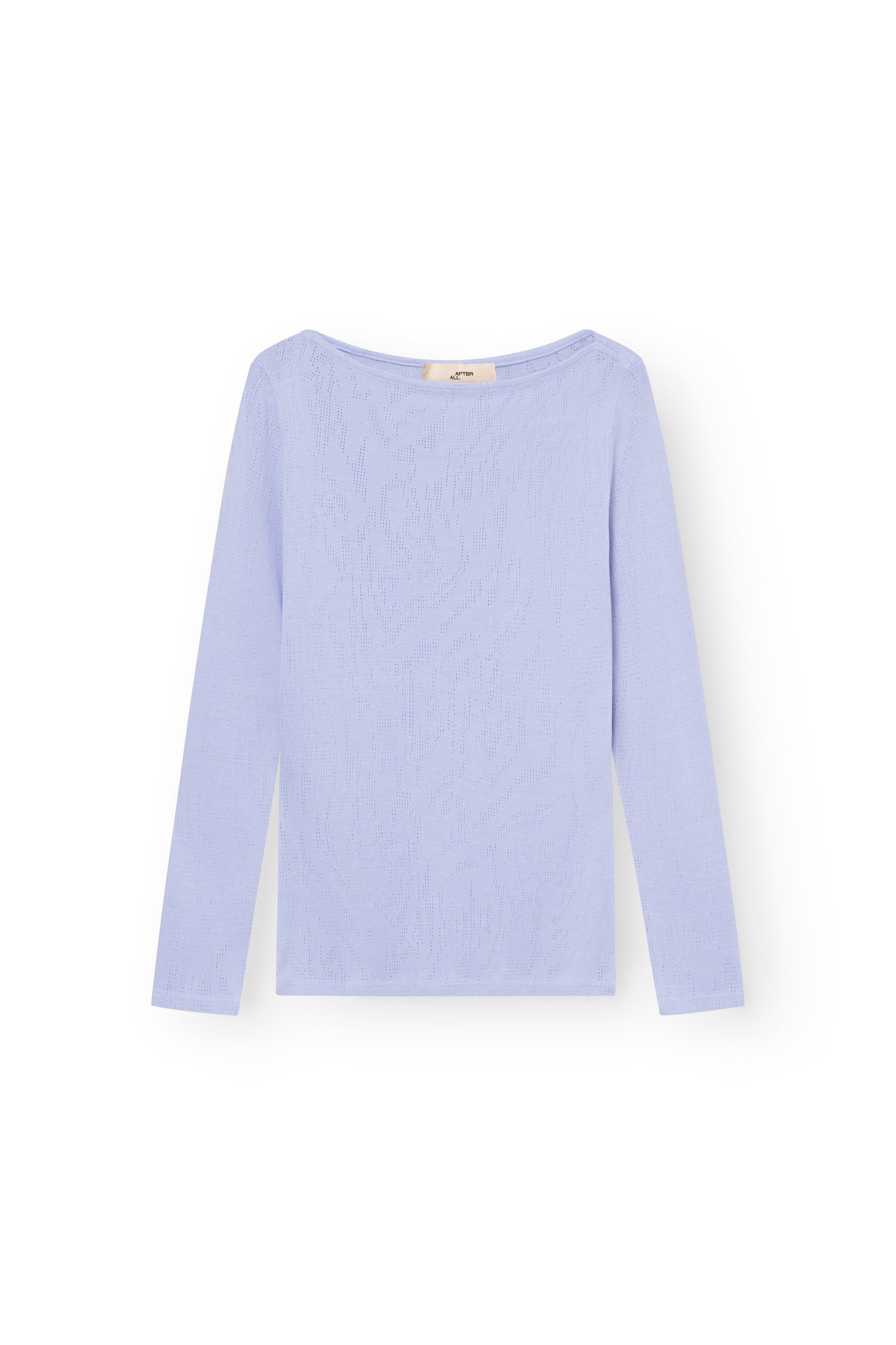 Blouse with Boat Neck and 3/4 Sleeves, Light Blue