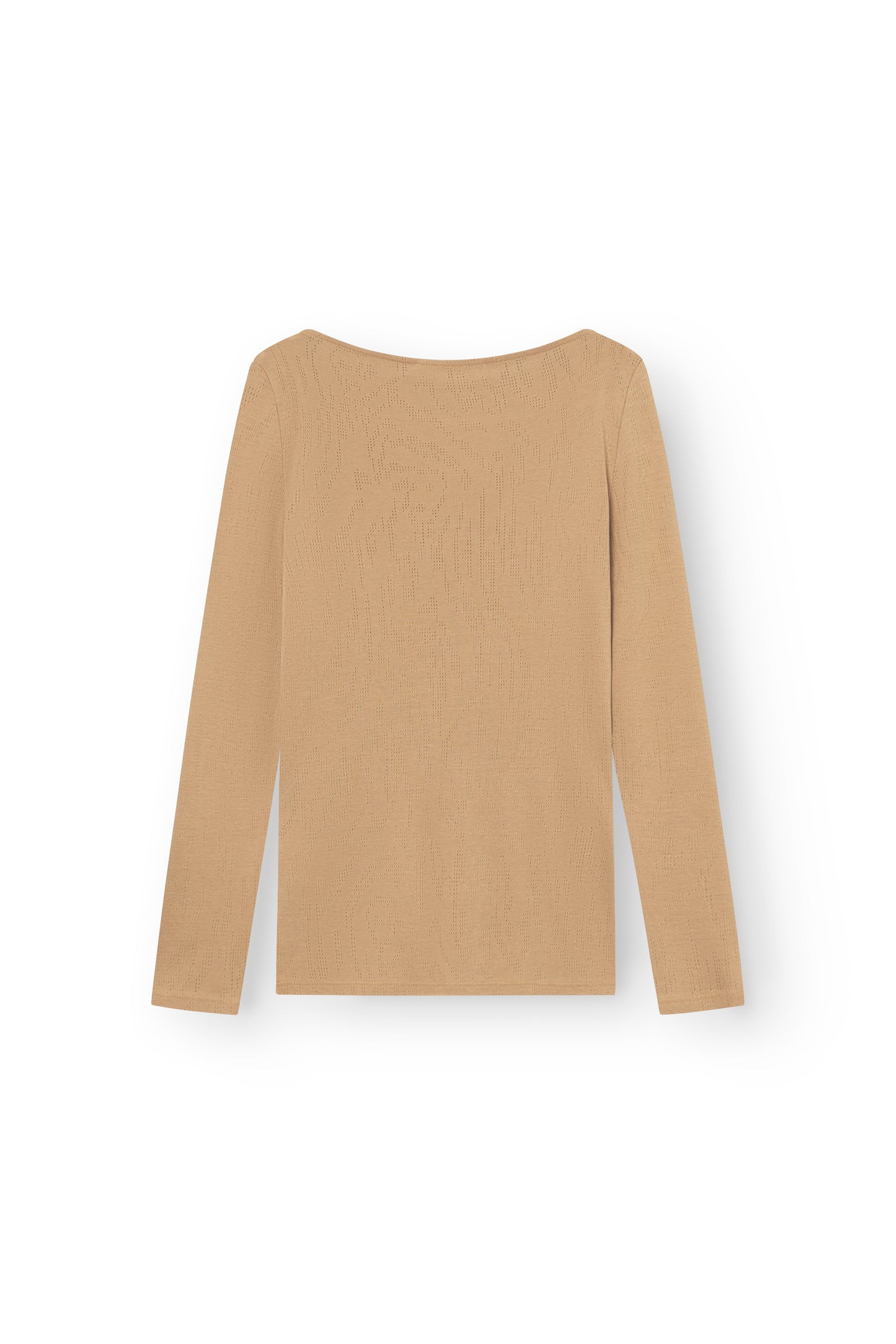 Blouse with Boat Neck and 3/4 Sleeves, Camel