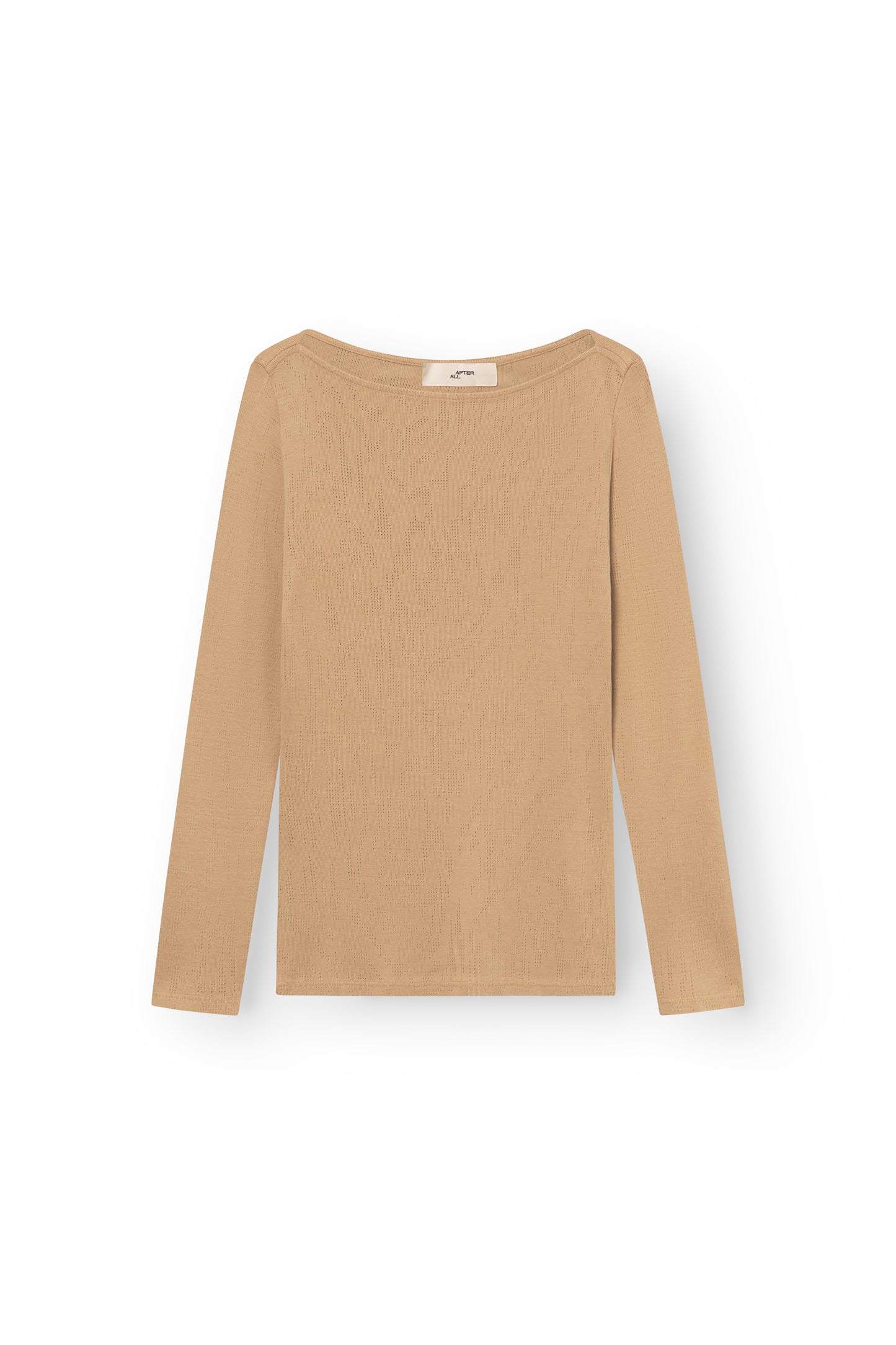 Blouse with Boat Neck and 3/4 Sleeves, Camel