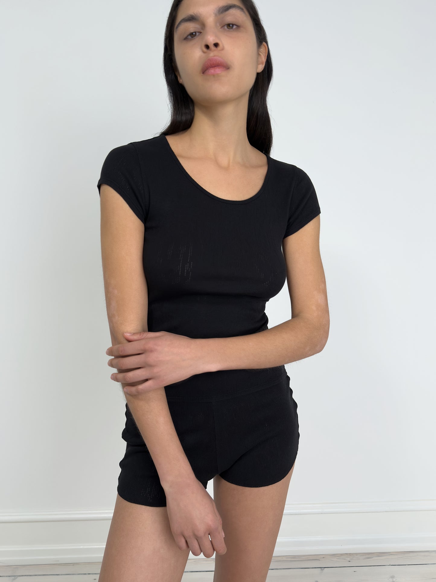 T-Shirt with Baby Sleeve, Black