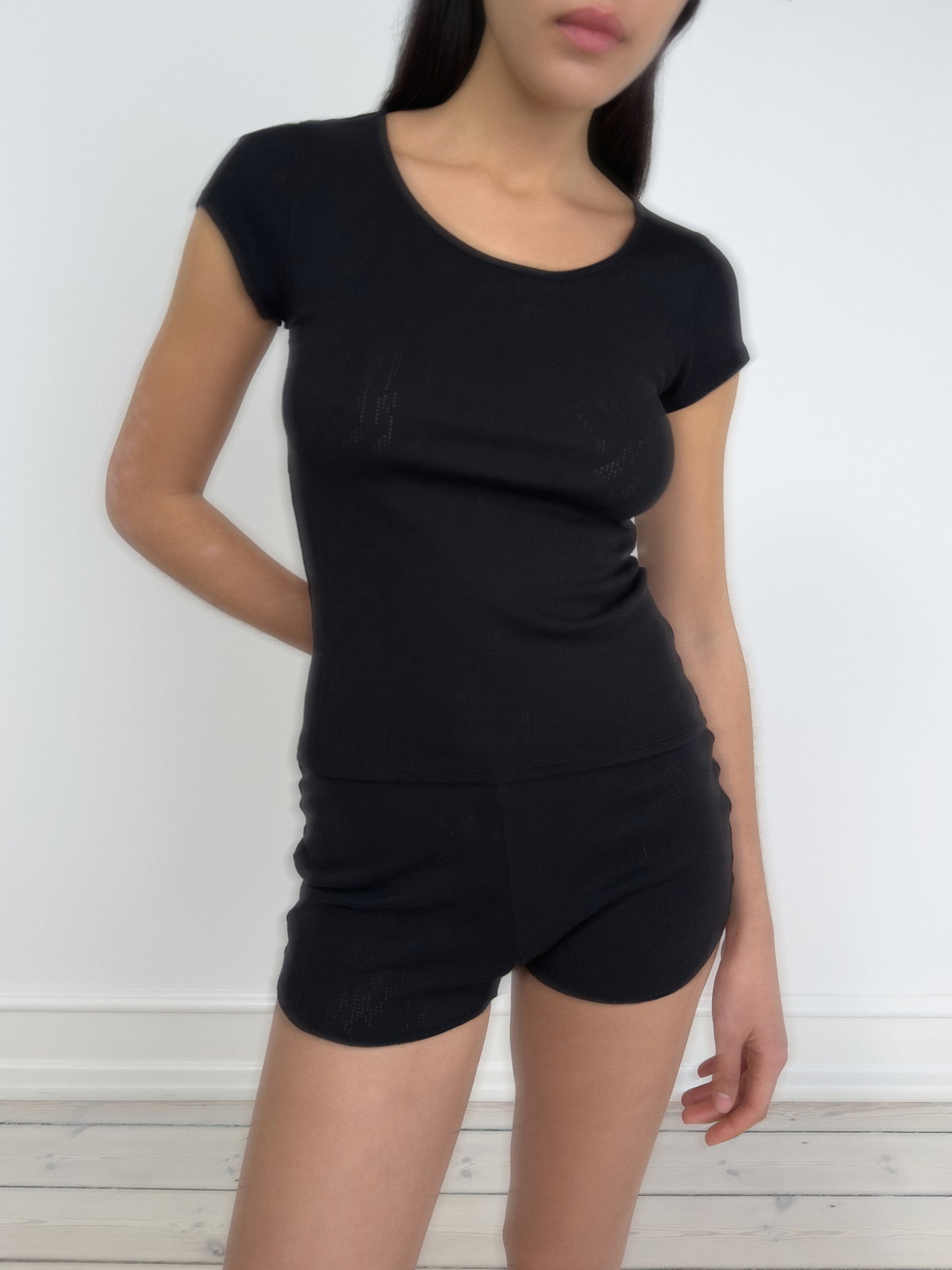 T-Shirt with Baby Sleeve, Black