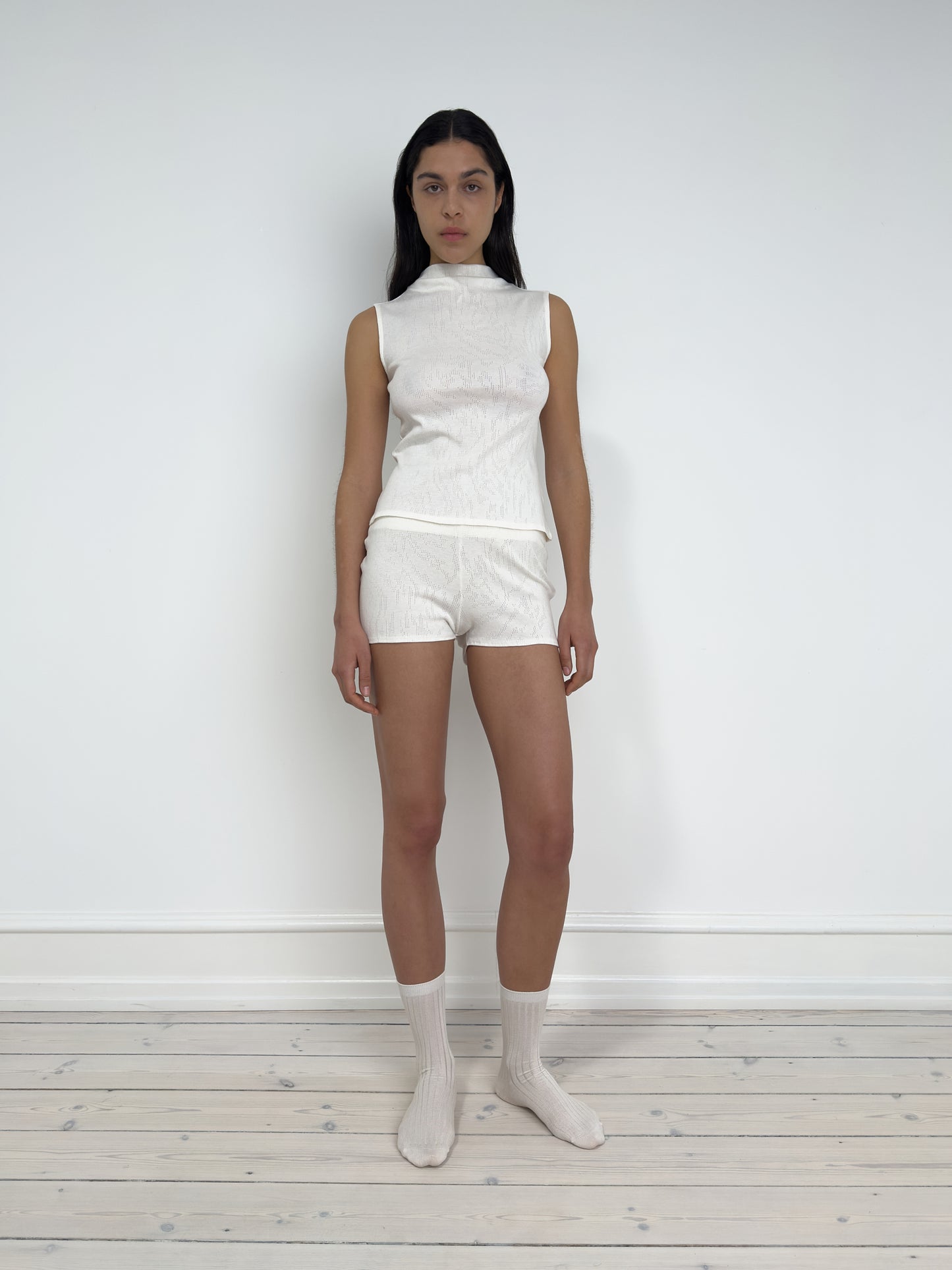 Sleeveless Mock Neck Top, Ivory