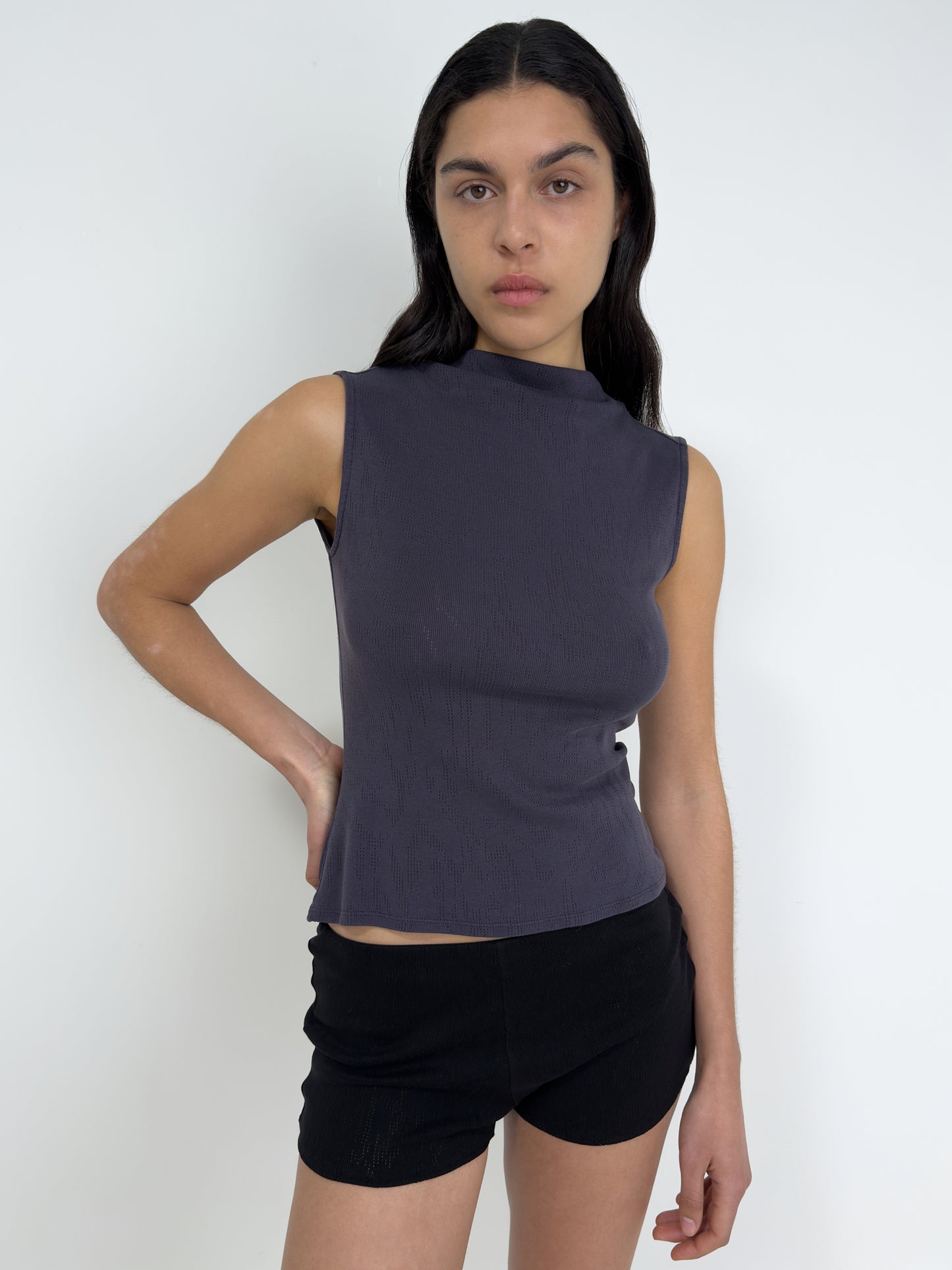 Sleeveless Mock Neck Top, Flint