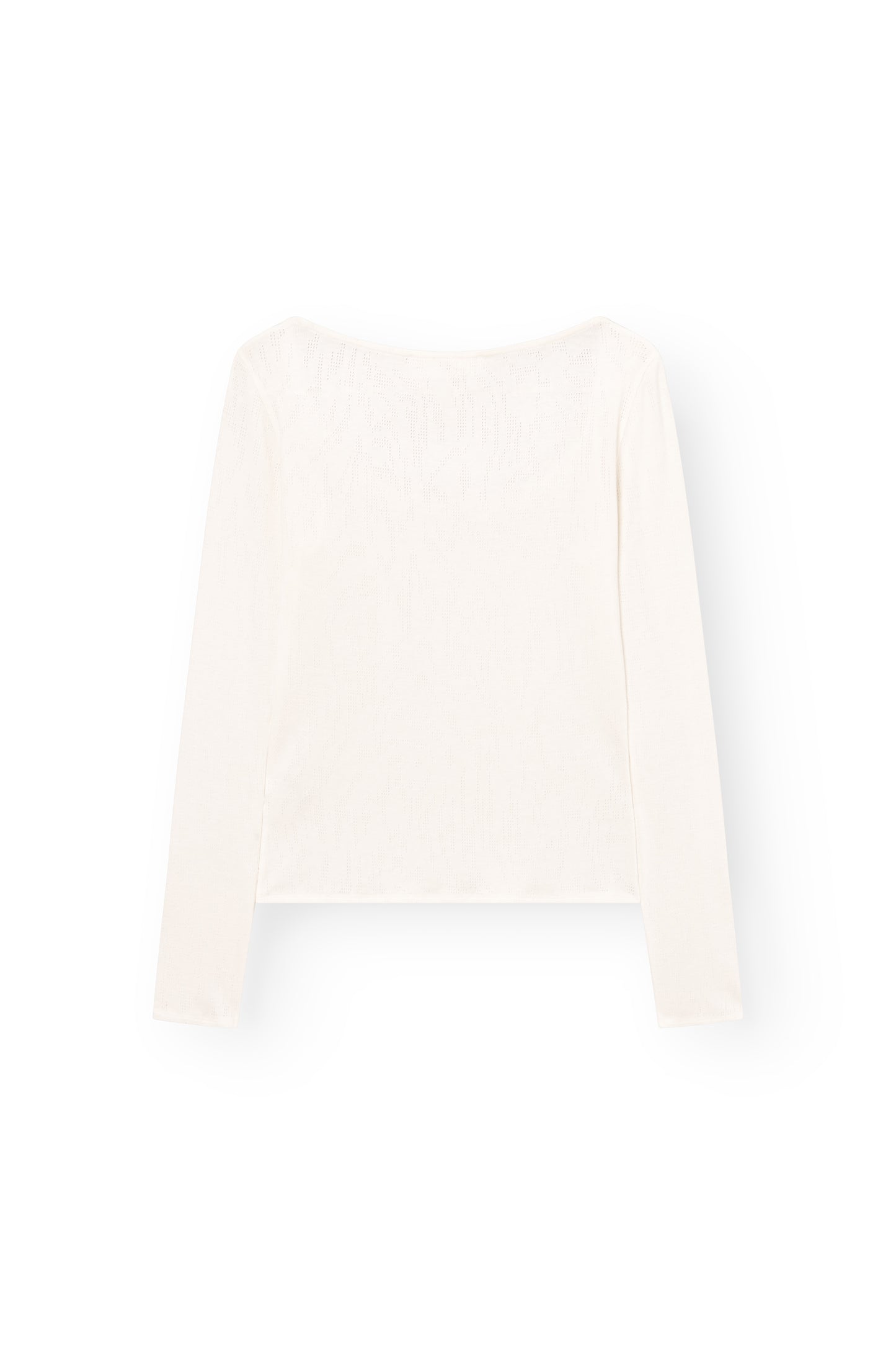 Long Sleeved T-Shirt With Deep Neckline, Ivory