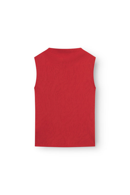 Sleeveless Mock Neck Top, Poppy