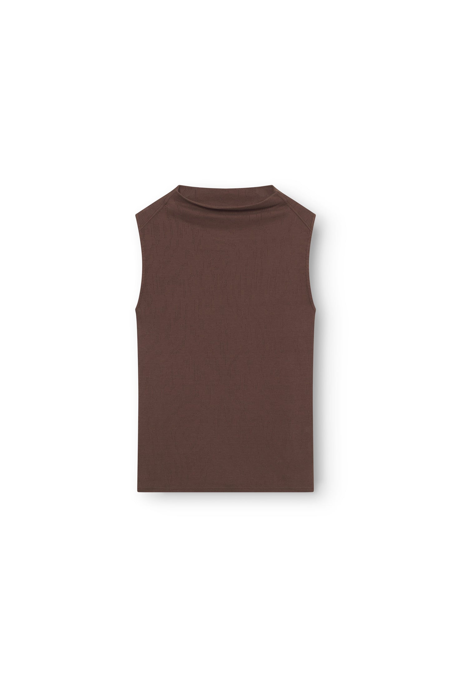 Sleeveless Mock Neck Top, Dark Brown