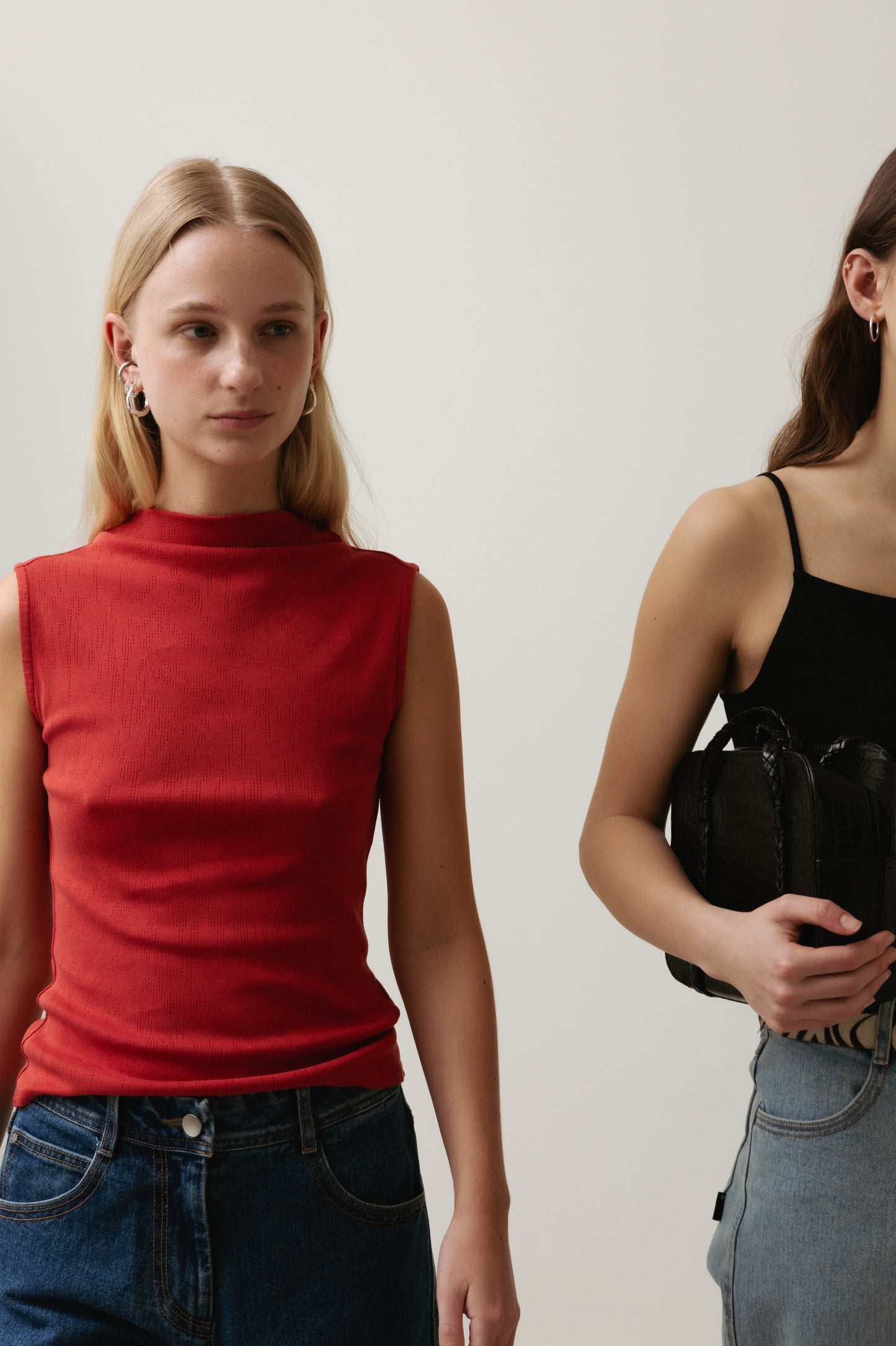 Sleeveless Mock Neck Top, Poppy